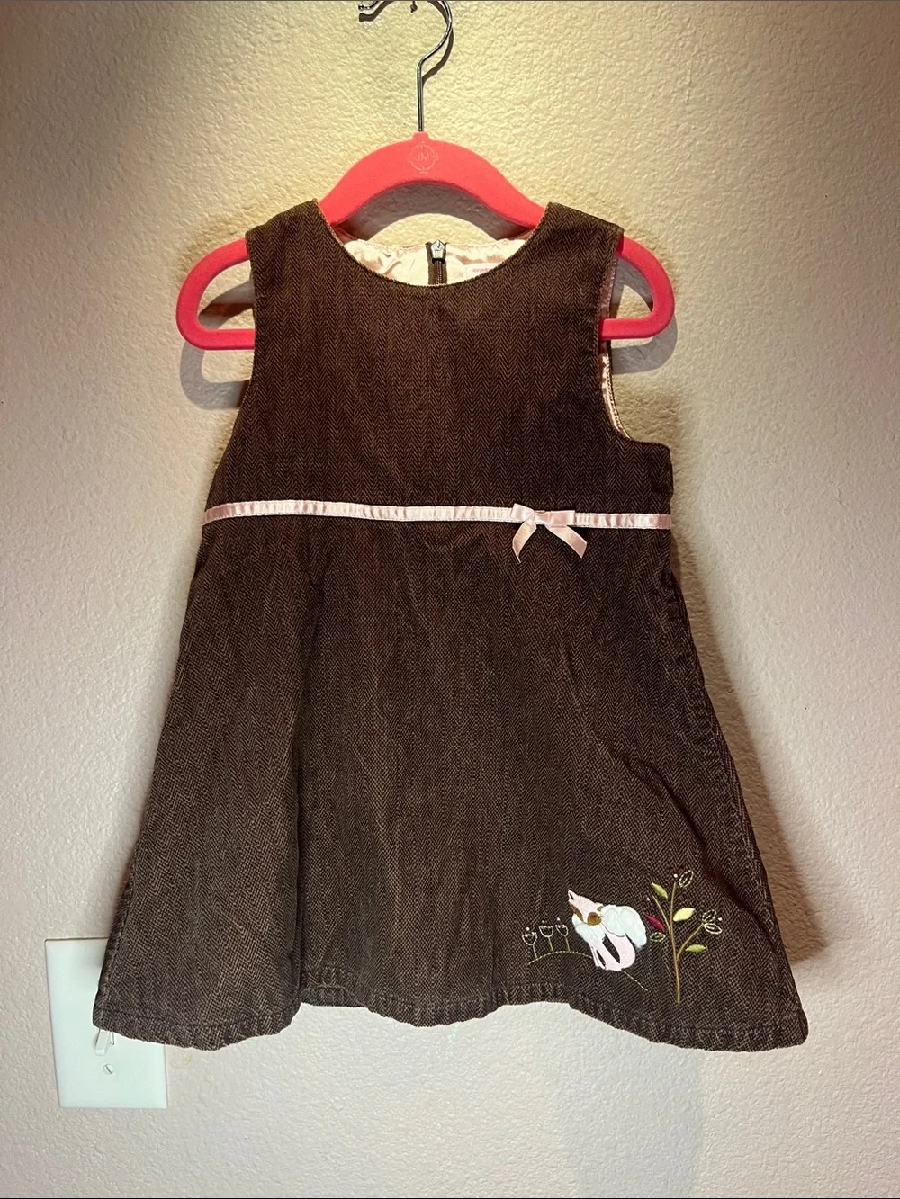 Gymboree Girl’s Vintage Fox Trot Herringbone Velour Dress Brown 3T 2003 Y2K